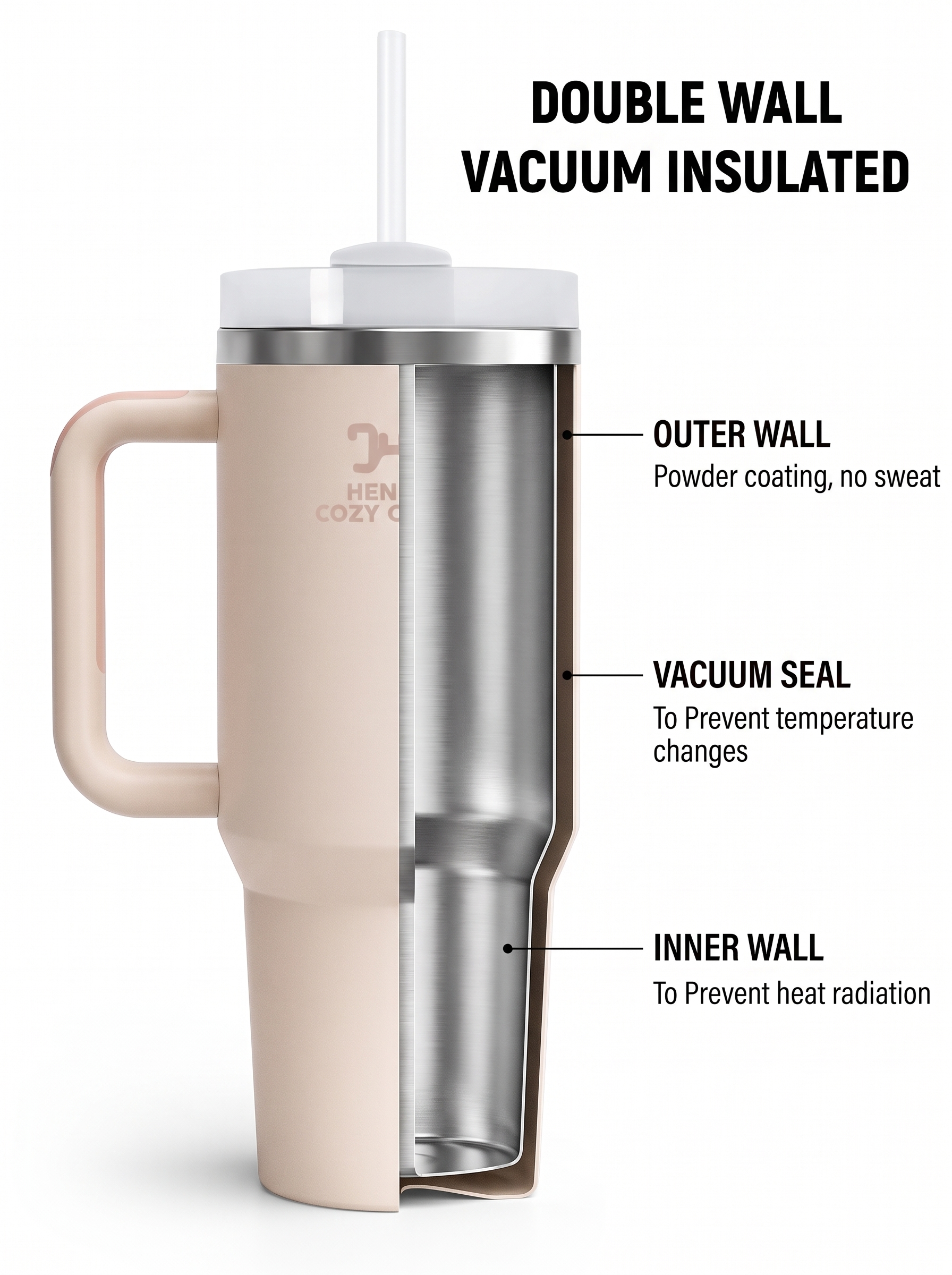 HENOR 40 oz Tumbler Double Wall Vacuum Insulated